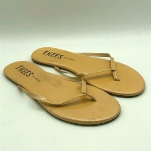 Tkees Sandals Women's 9 Sunscreens Thong Flip Flop in Nude Patent Leather
